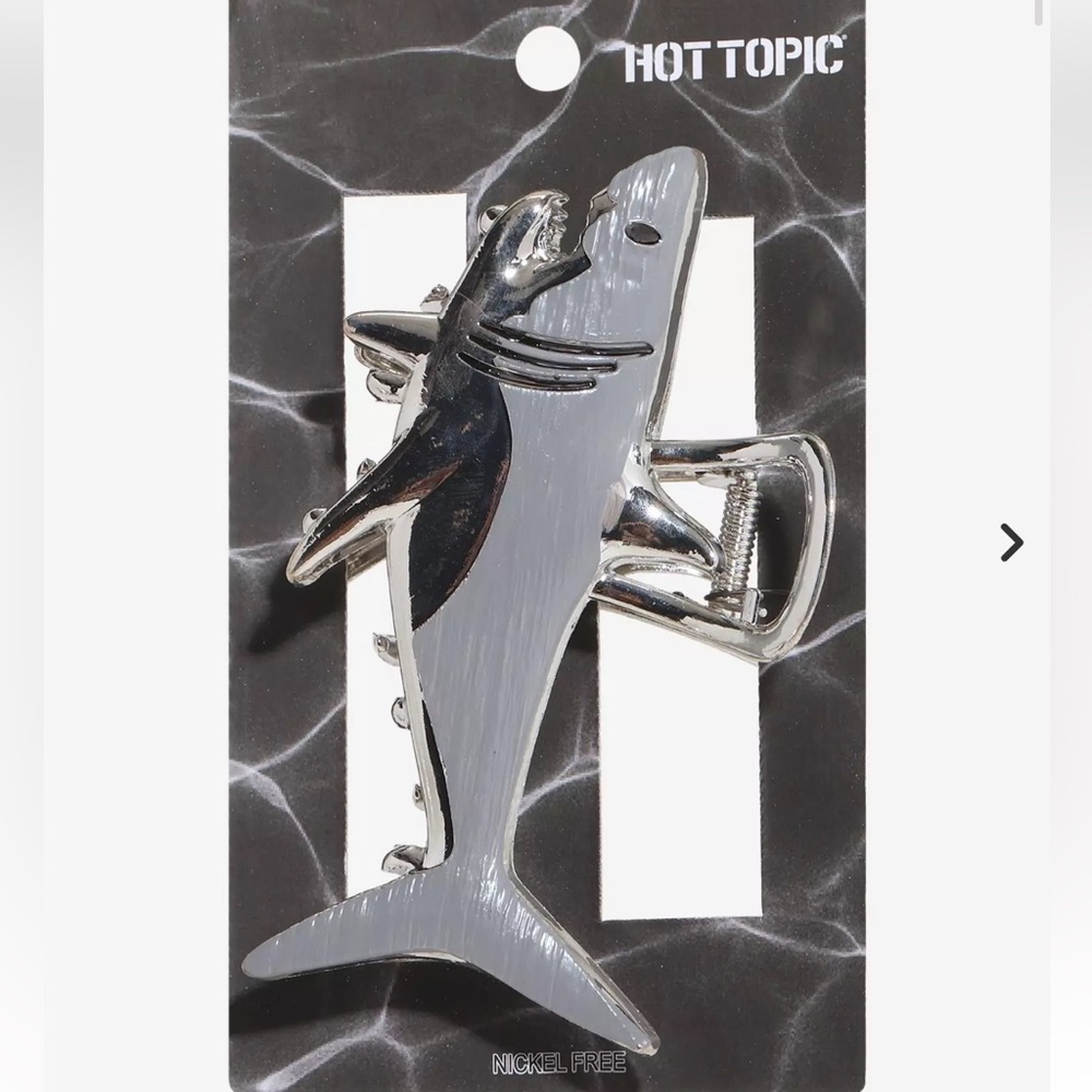 Hot Topic Silver Shark Clip-On Accent with Black Details
